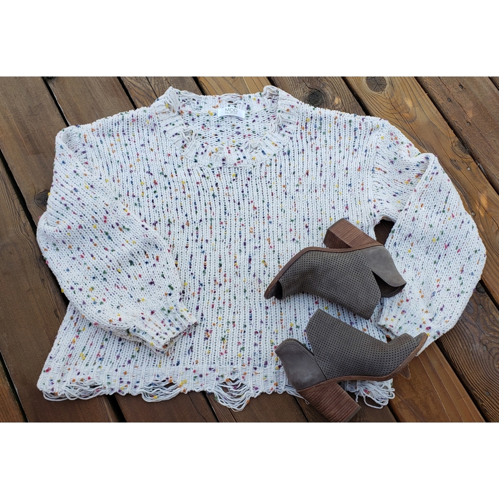 SOLD☆ New MOD Confetti Destroyed Sweater M/L - Picture 4 of 8